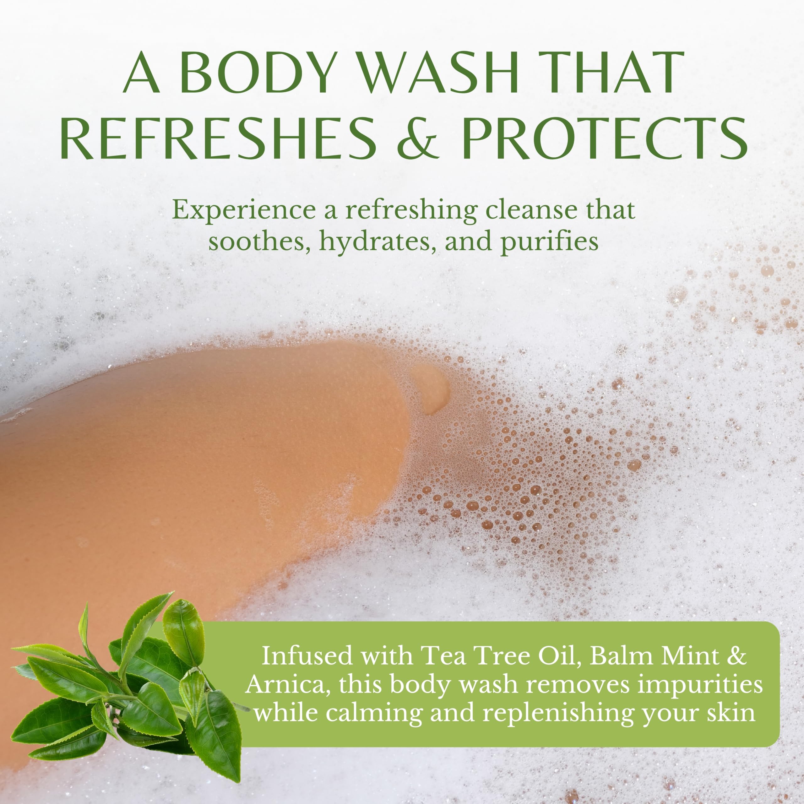 INGREDIENTES naturales de EDENIKA BOTANICALS Tea Tree Body Wash con arnica y aloe.