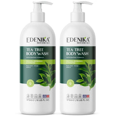 EDENIKA BOTANICALS Tea Tree Body Wash botella para piel suave y fresca.