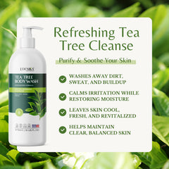 Espuma mentolada de EDENIKA BOTANICALS Tea Tree Body Wash tras ducha.