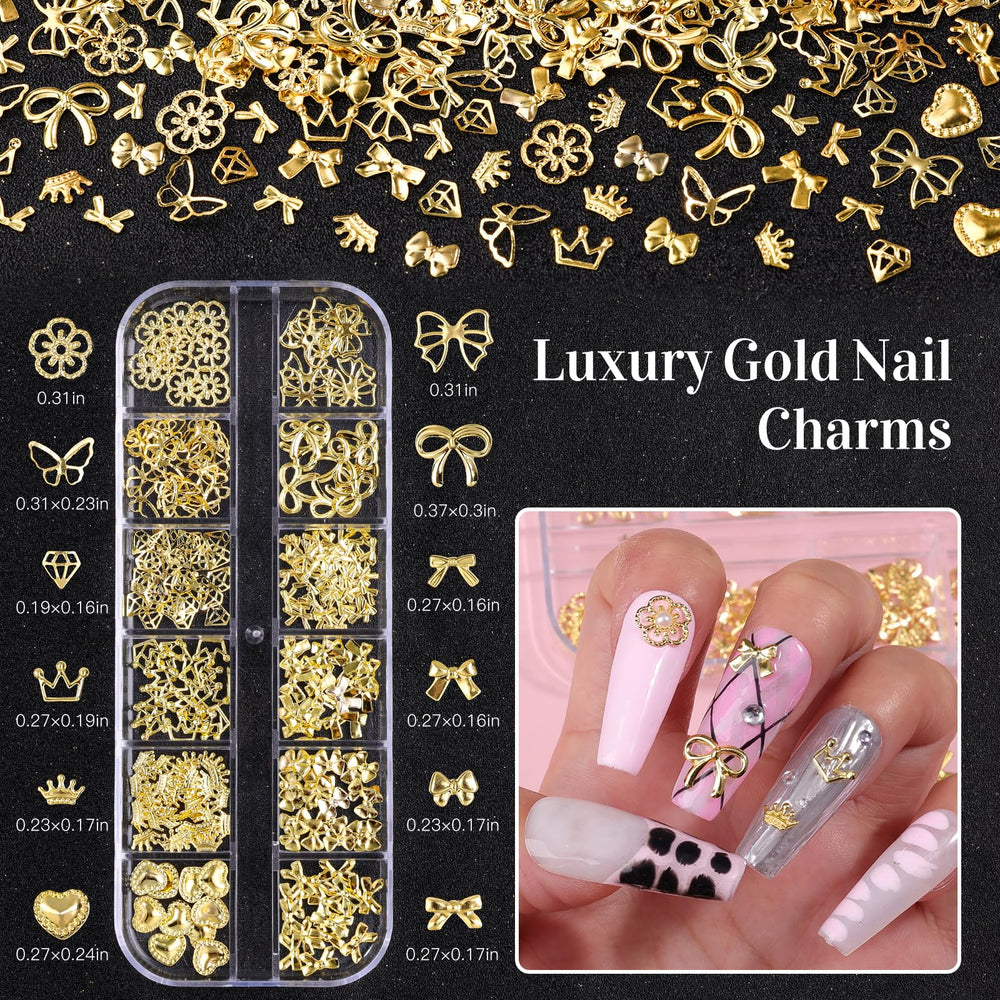 editTime Adornos de uñas con corona y corazones para un estilo elegante