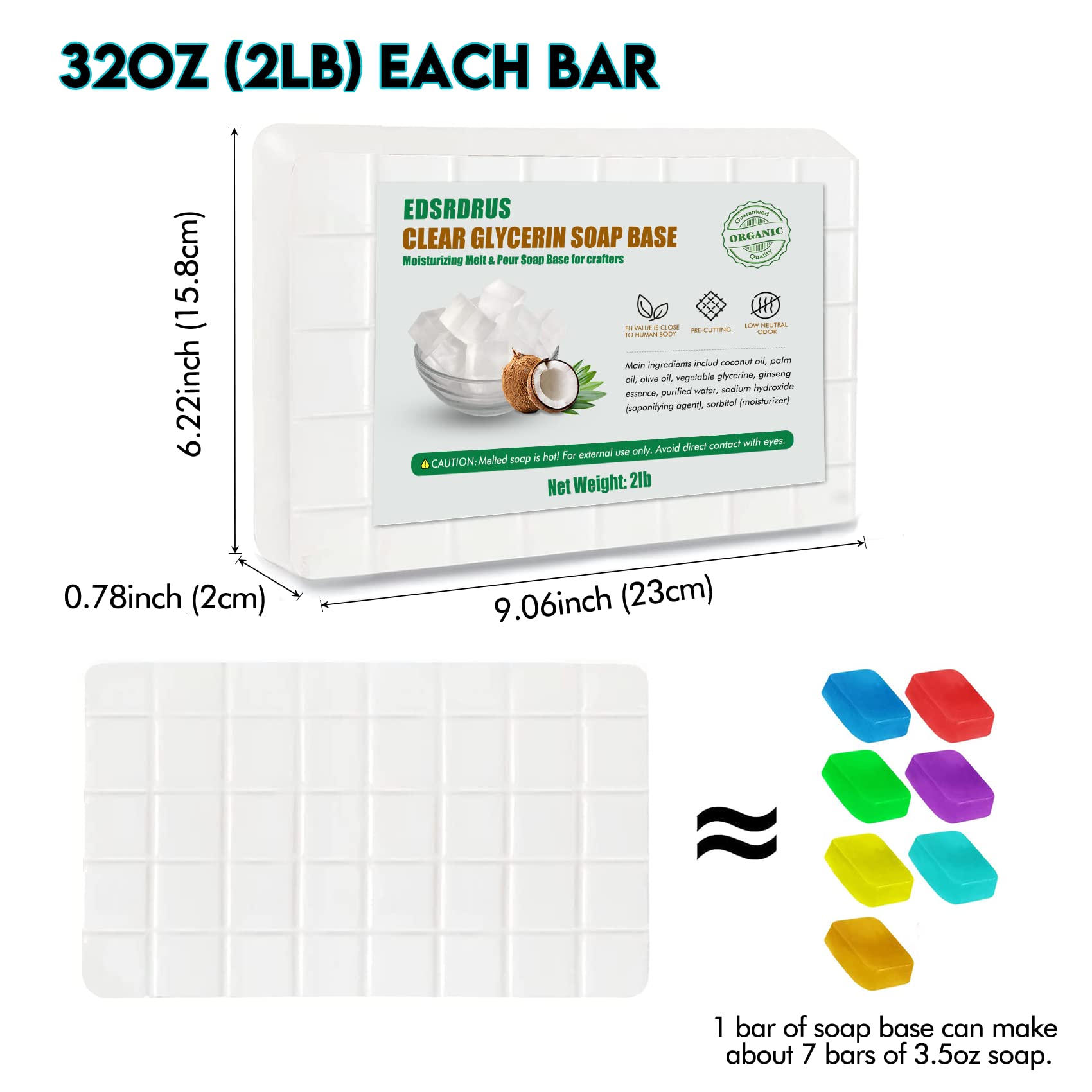 Presentación de 2LB de base EDSRDRUS, empaque compacto y manejo cómodo.