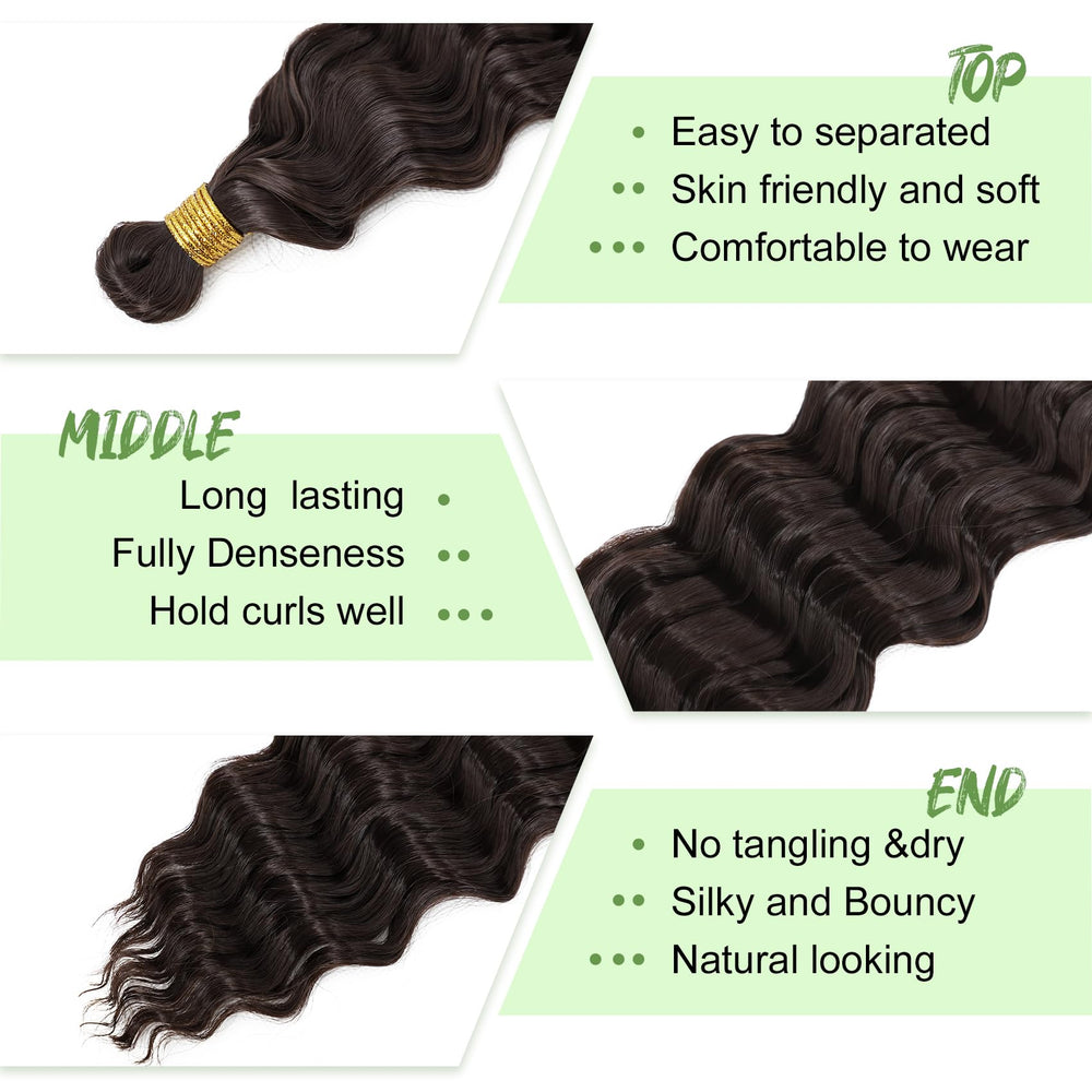 EERYA cabello crochet onda oceano marrón oscuro, combina con tonos naturales