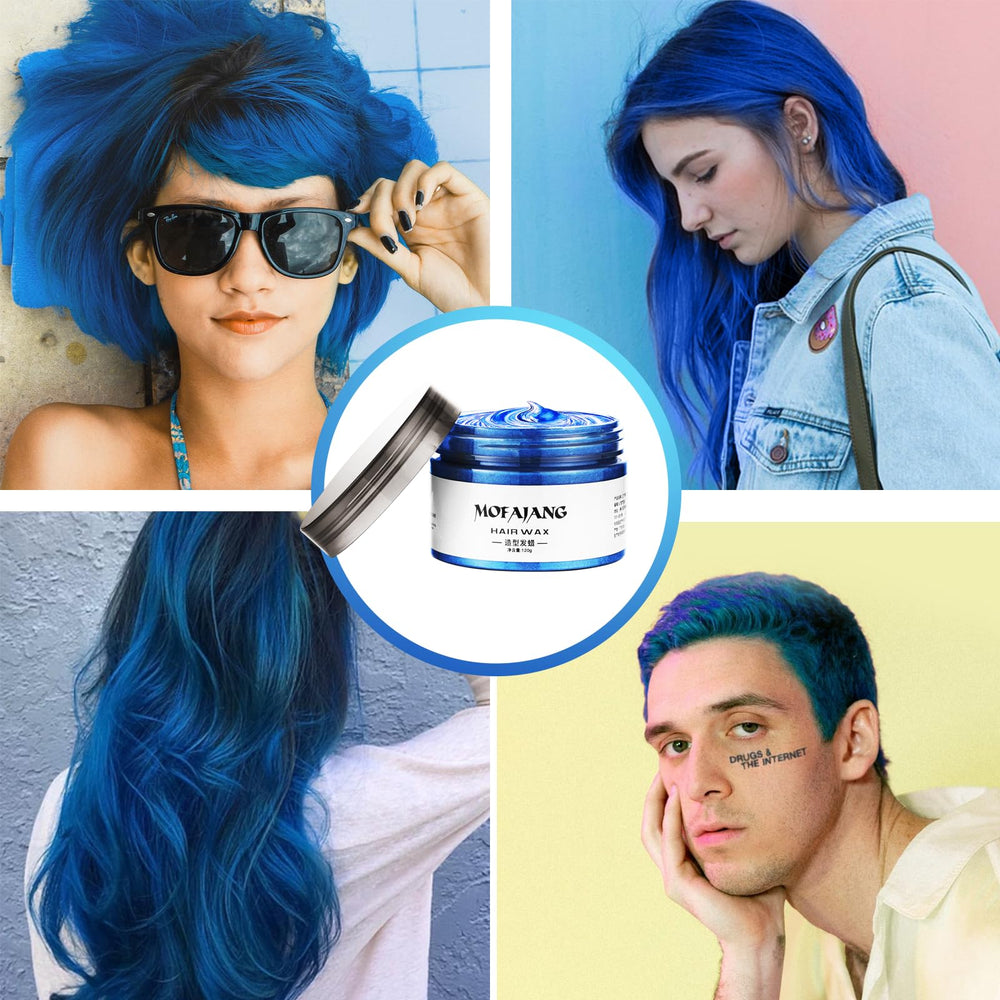 Aplicación de cabello azul con EFLY, color instantáneo y fácil de limpiar.