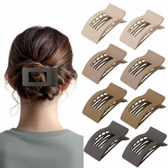 Pinzas francesas planas Ehaler en marrón, sujeción estable para cabello grueso o fino todo el día