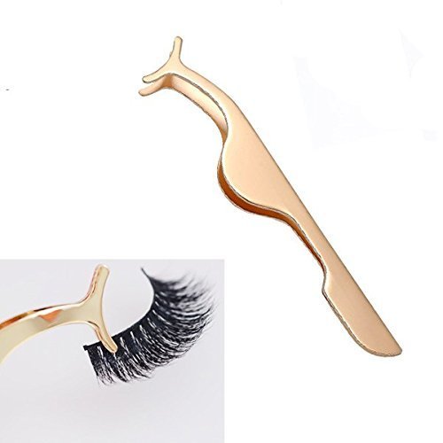 Pinzas para pestañas EIAKE dorado facilitan el manejo seguro de extensiones.