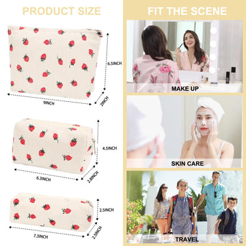 Diseño estampado fresa EIMMBD para bolsa de maquillaje, añade estilo y organización.