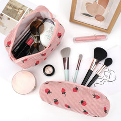 EIMMBD bolsa de maquillaje mediana, rosa fresa, perfecta para uso diario.