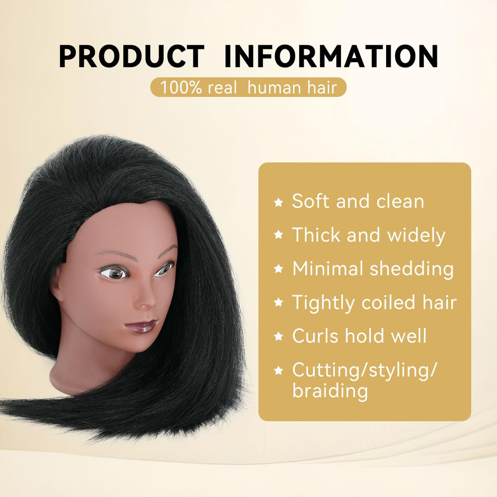 Maniquí Eiohlnd con cabello humano para practicar peinado y técnicas.