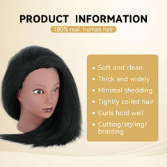Maniquí Eiohlnd con cabello humano para practicar peinado y técnicas.