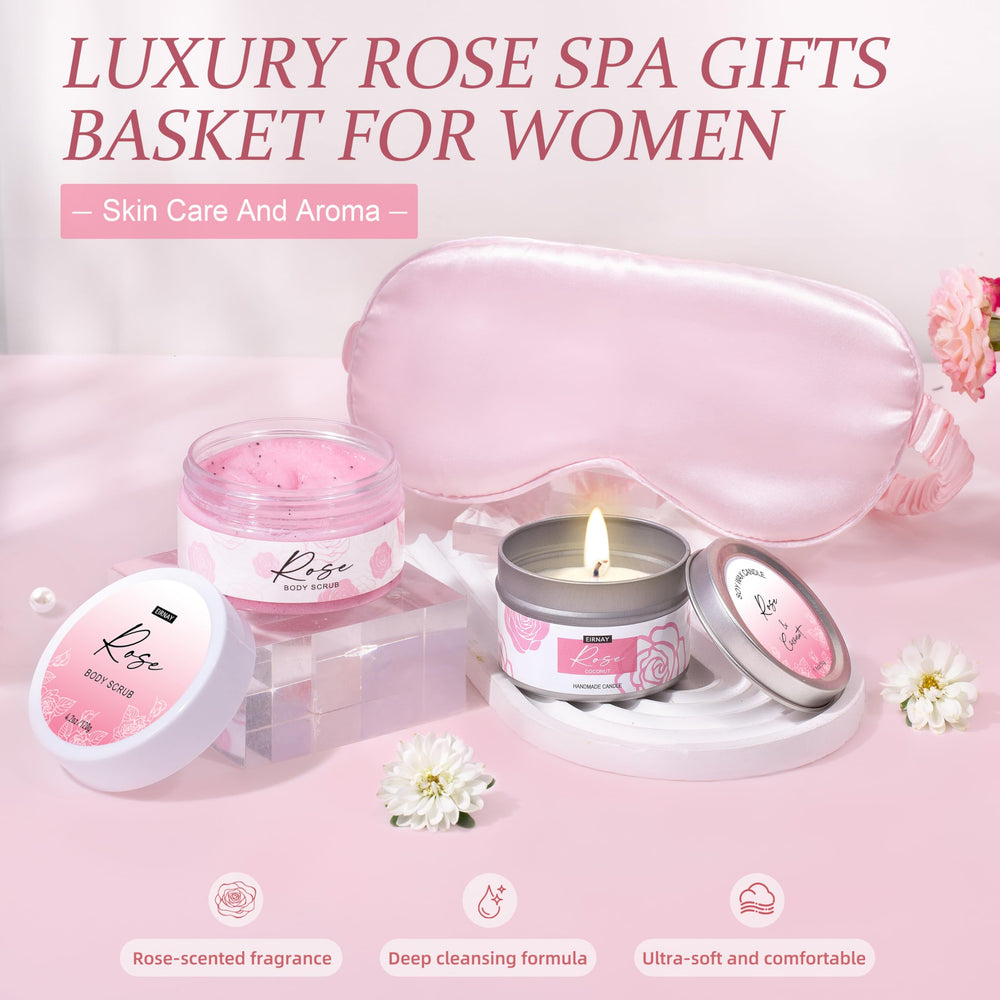 Sales de baño con fragancia a rosas de EIRNAY para relajar la piel y sentidos.