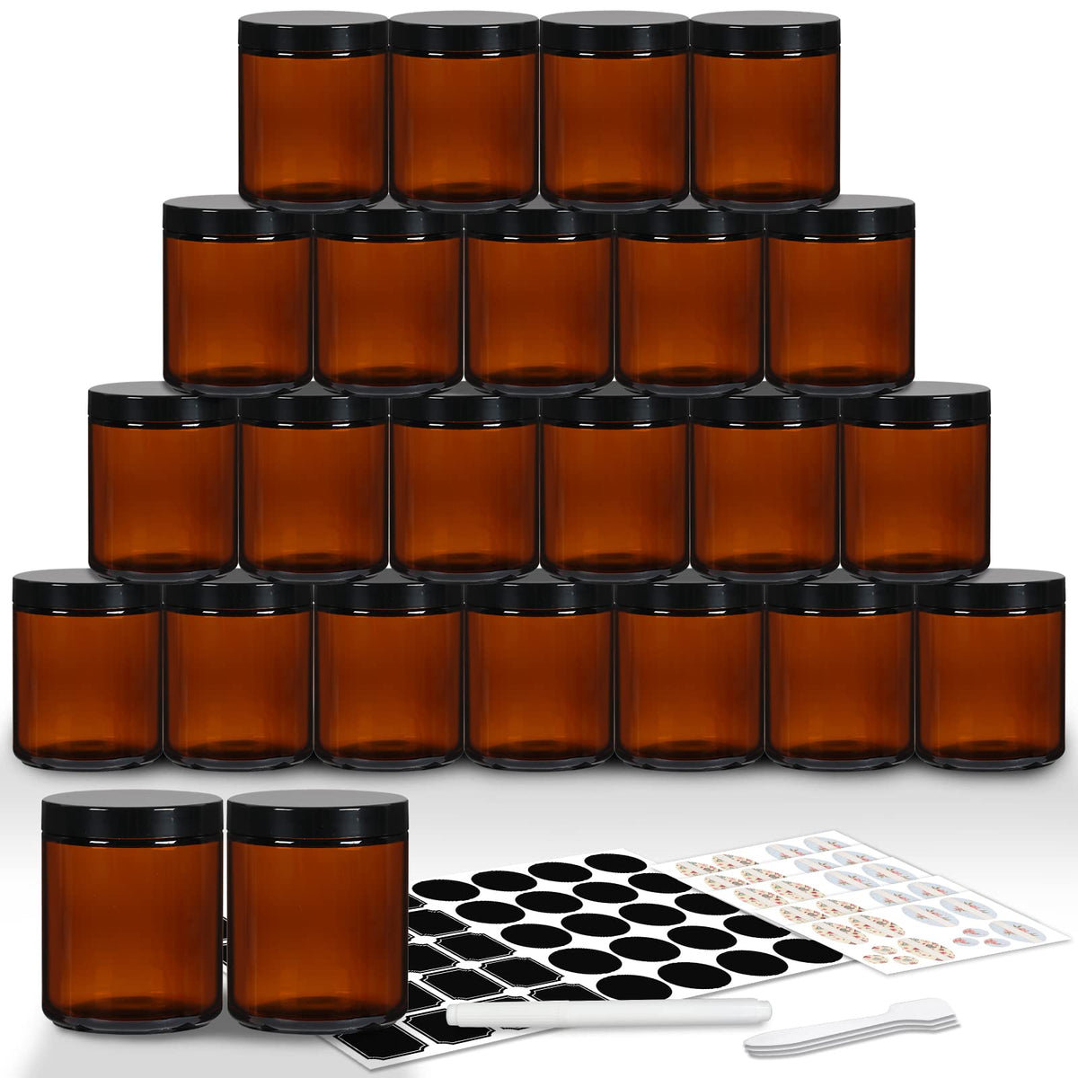 EkkoVla jarras ámbar de 8 onzas para cosméticos y velas, almacenamiento seguro.