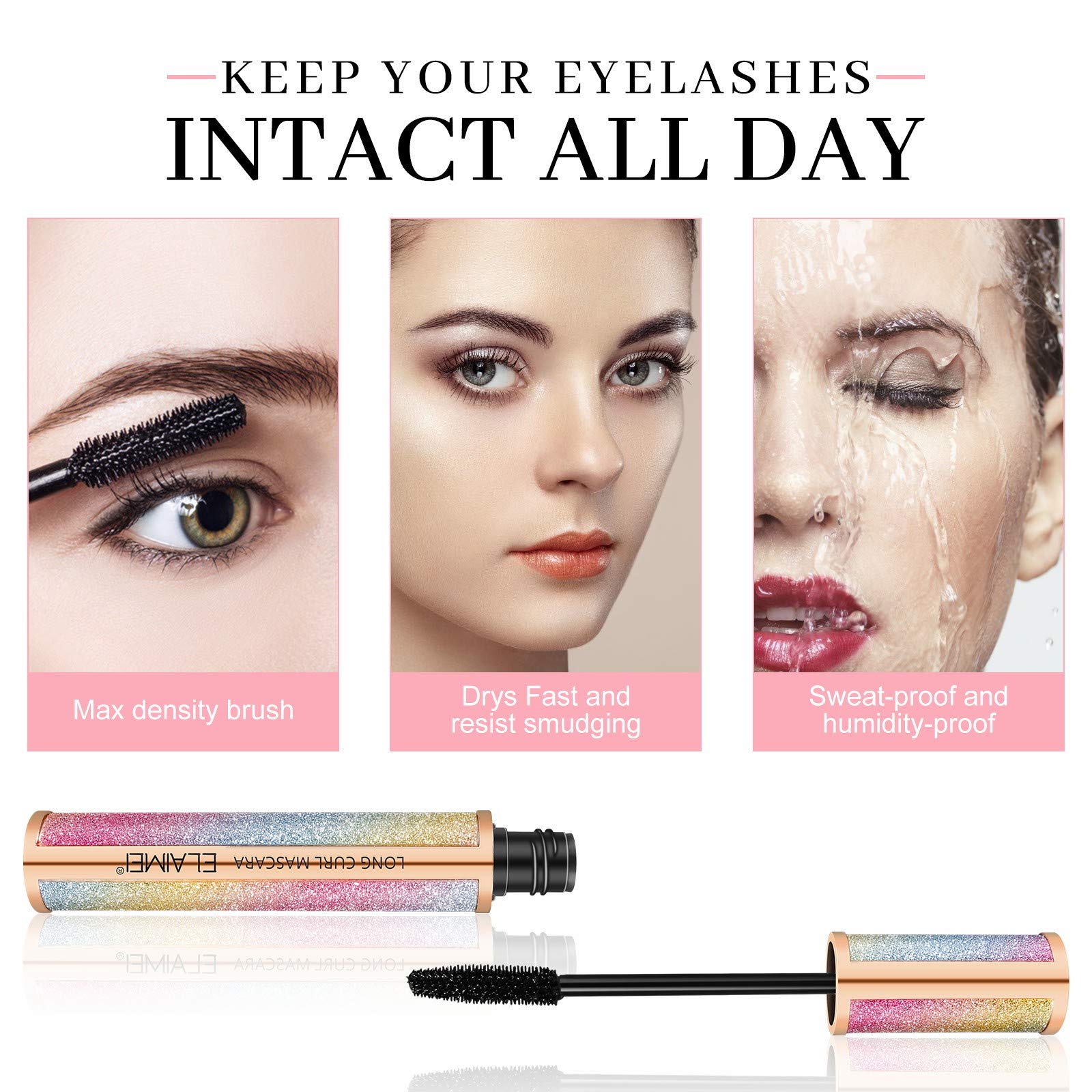 ELAIMEI Mascara Cream Waterproof, volumen intenso sin grumos en cada pasada.