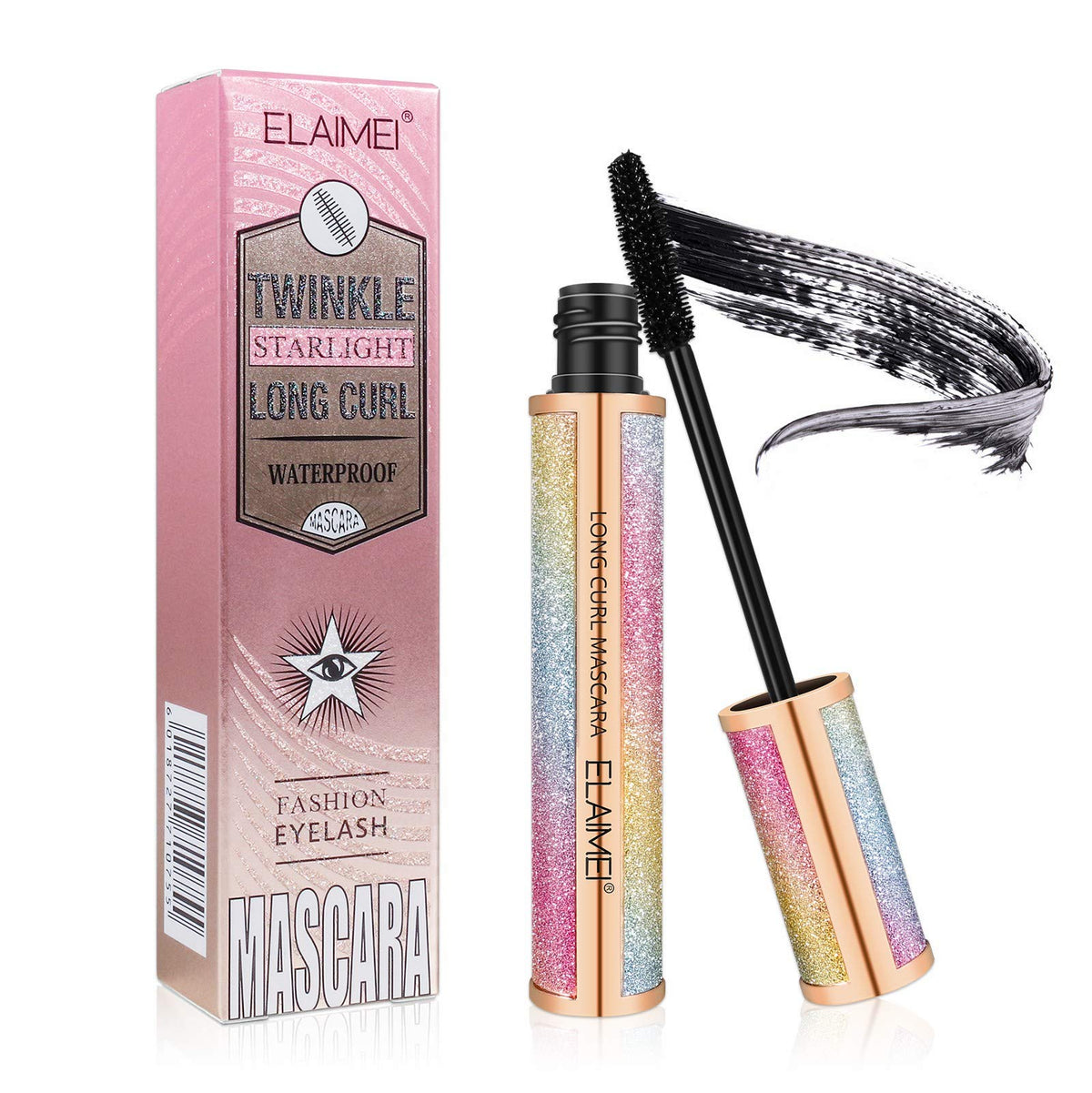ELAIMEI Mascara Cream Waterproof, cepillo en acción para volumen y longitud.