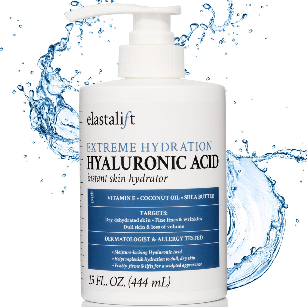Elastalift crema corporal con ácido hialurónico en bote pompa para hidratación diaria.