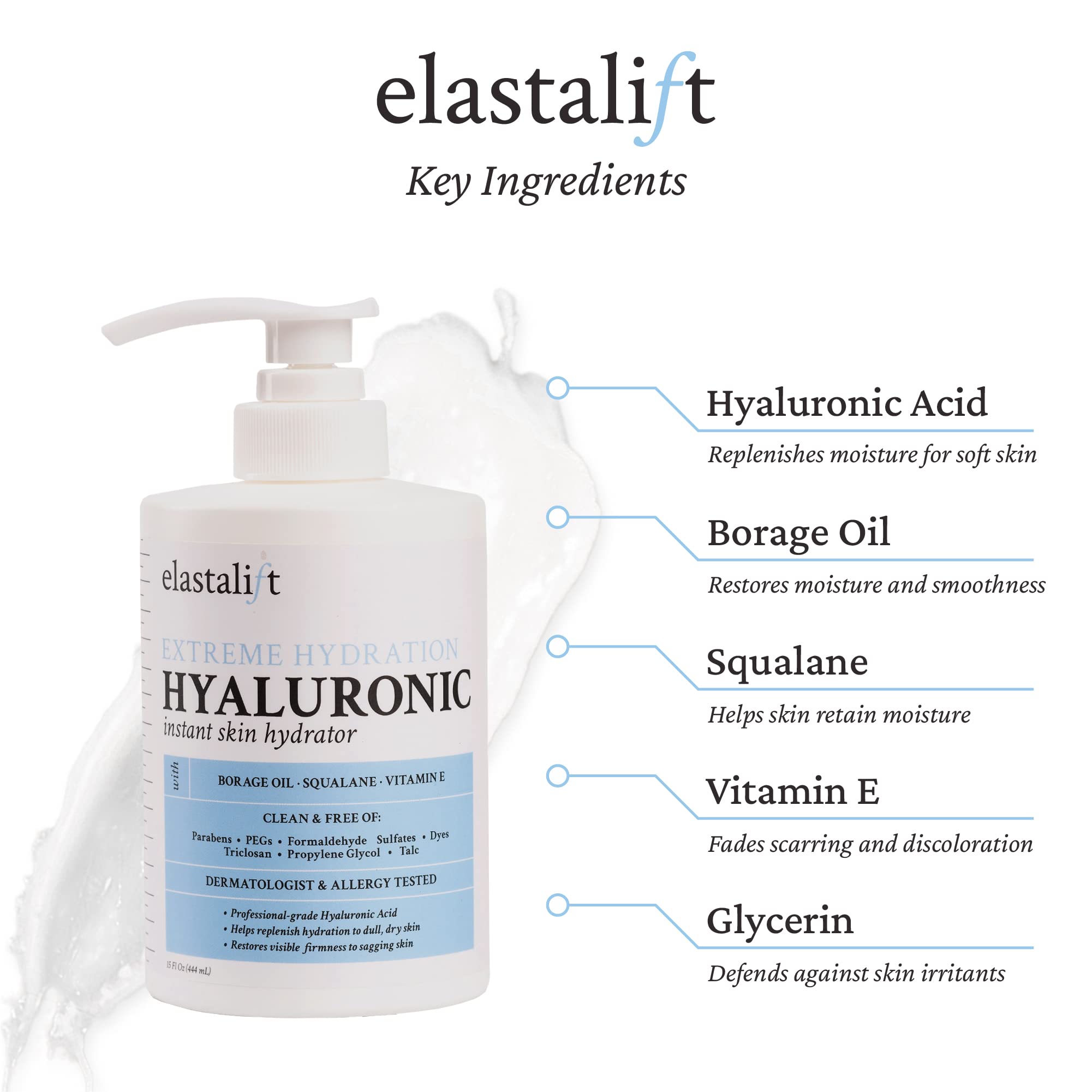 Textura crema ligera de Elastalift para absorción rápida.