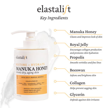 Textura cremosa de Elastalift Manuka Honey para aplicación suave.