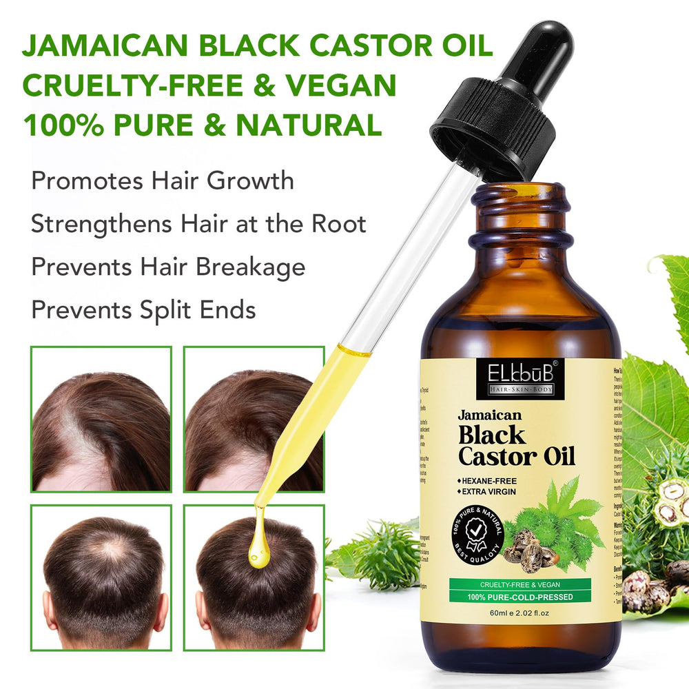ELBBUB Aceite de Ricino Negro Jamaicano para aplicación capilar precisa.
