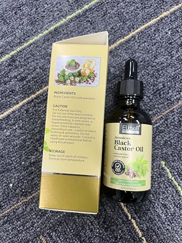 ELBBUB Aceite de Ricino Negro Jamaicano con cuentagotas para dosis controladas.
