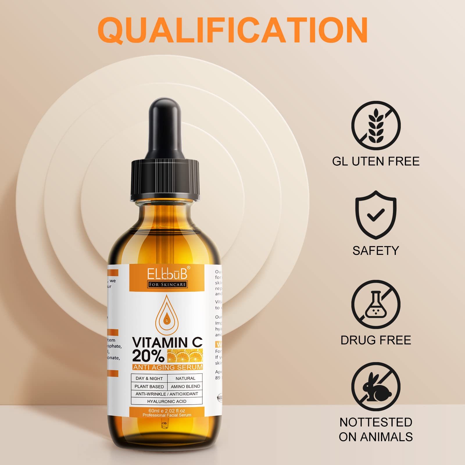 ELBBUB Serum Vitamina C 20 ml, dosis diaria para piel radiante