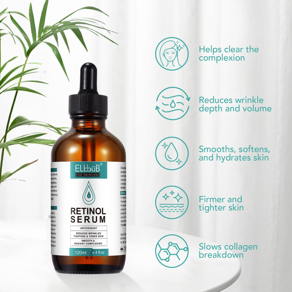 ELBBUB Retinol Serum pump dispensing for precise, convenient application.