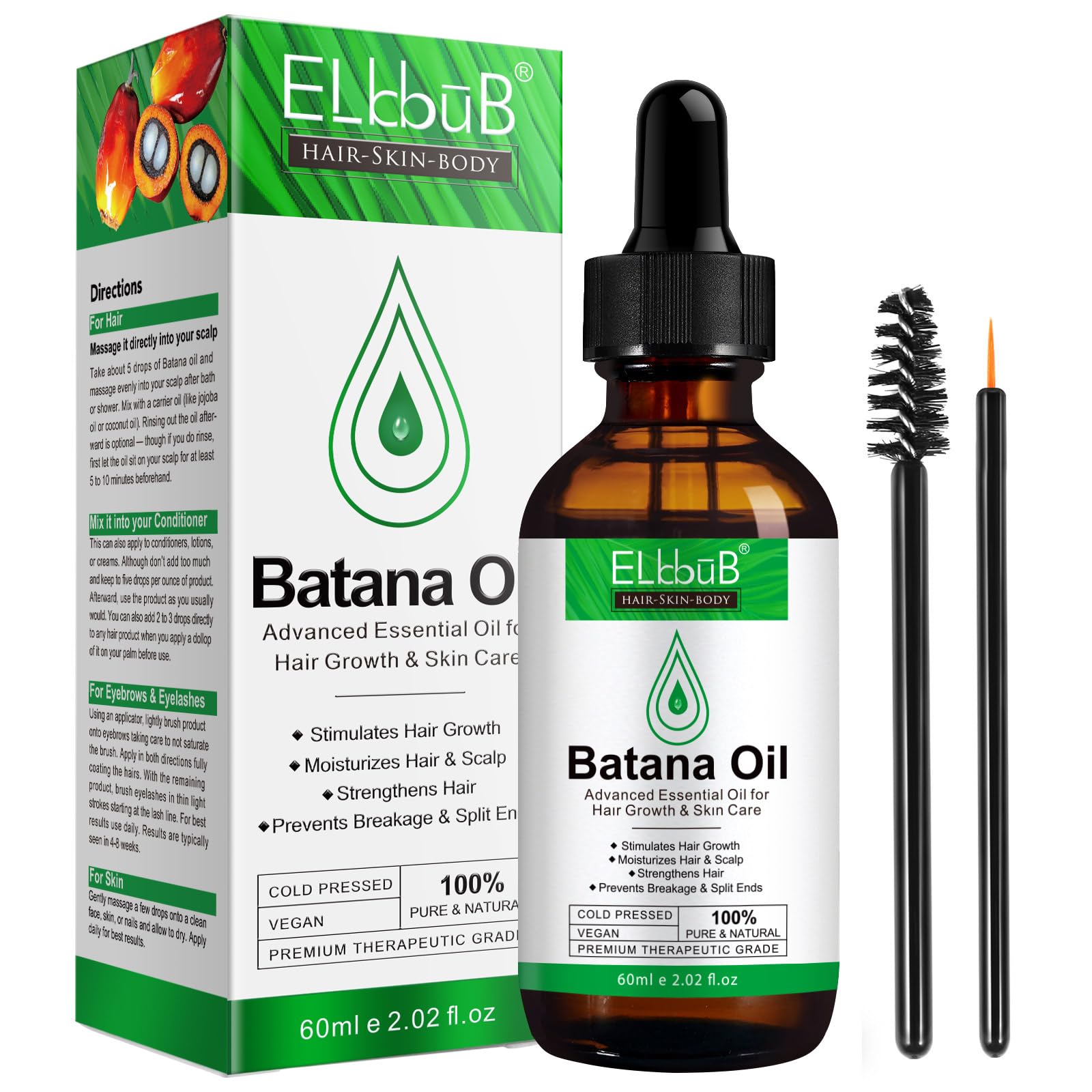 ELBBUB Dr. Sebi Batana Oil para cabello: nutrir desde la raíz para mayor suavidad.