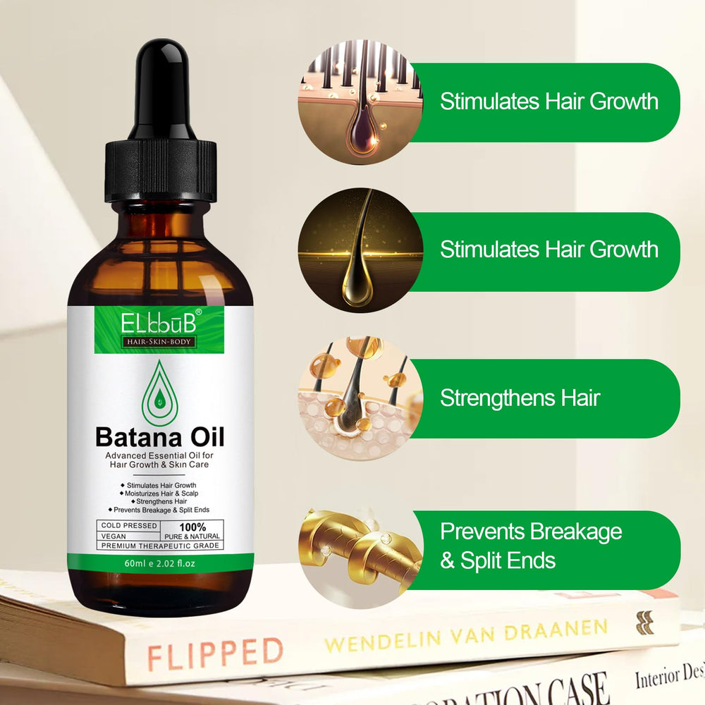 Batana Oil ELBBUB enfocado en puntas secas y dañadas.