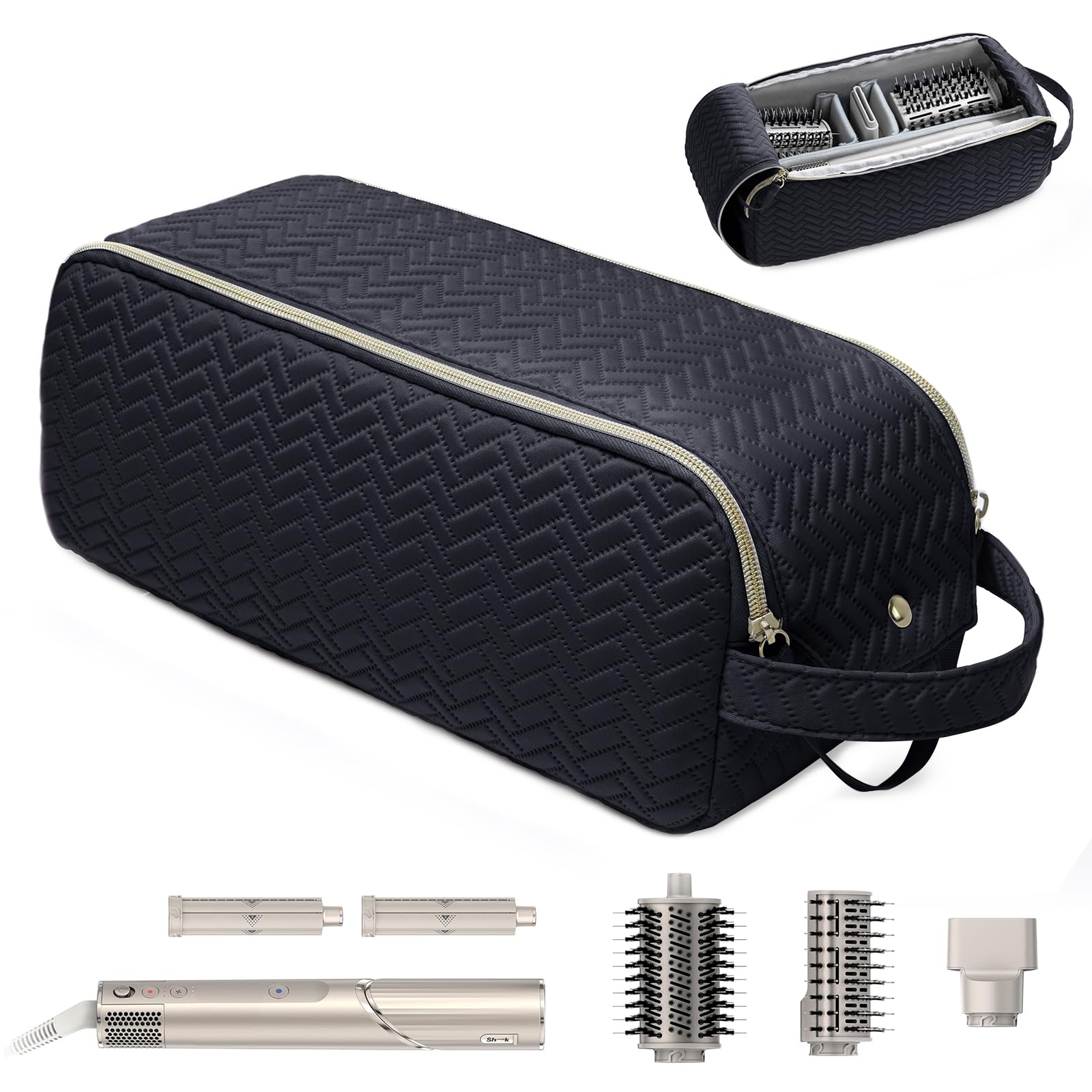 ELCUPA bolsa para herramientas de pelo en viaje, frontal: protege y organiza con estilo.