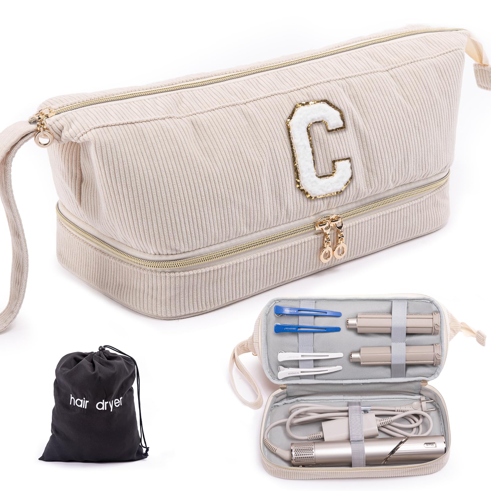 Estuche ELCUPA para secador, vista frontal, ideal para viaje.