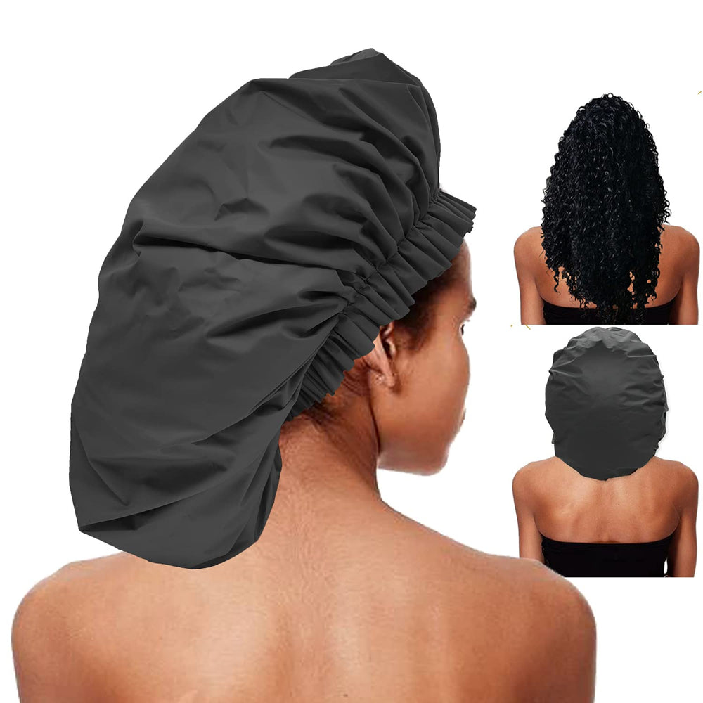 Gorro ELEBOX de ducha extra grande, vista frontal para cabellos voluminosos.