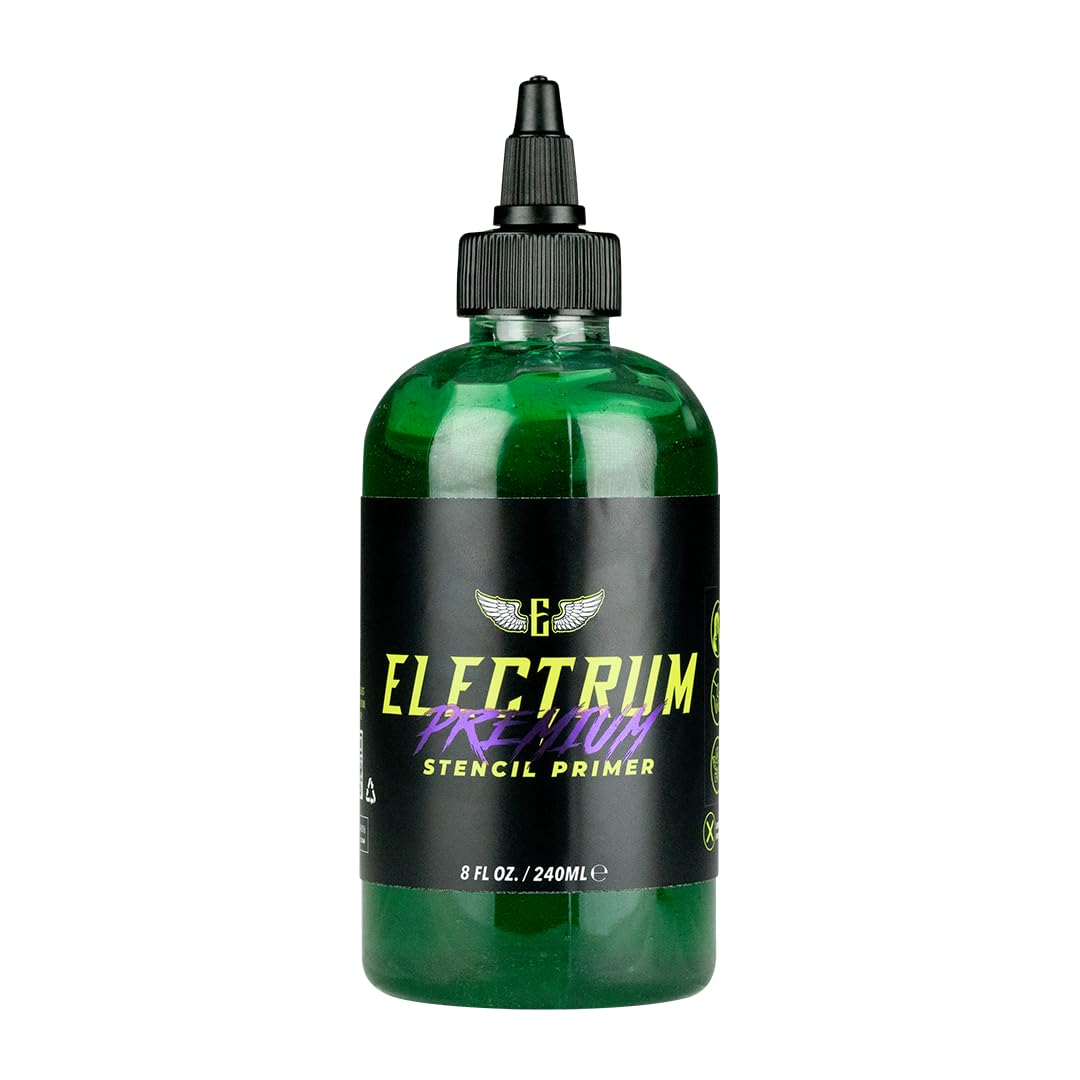 Electrum gel de plantilla para tatuaje muestra transferencia oscura y duradera.