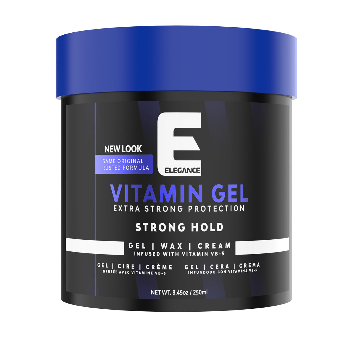Gel de vitamina Elegance: botella visible para uso diario con protección capilar.