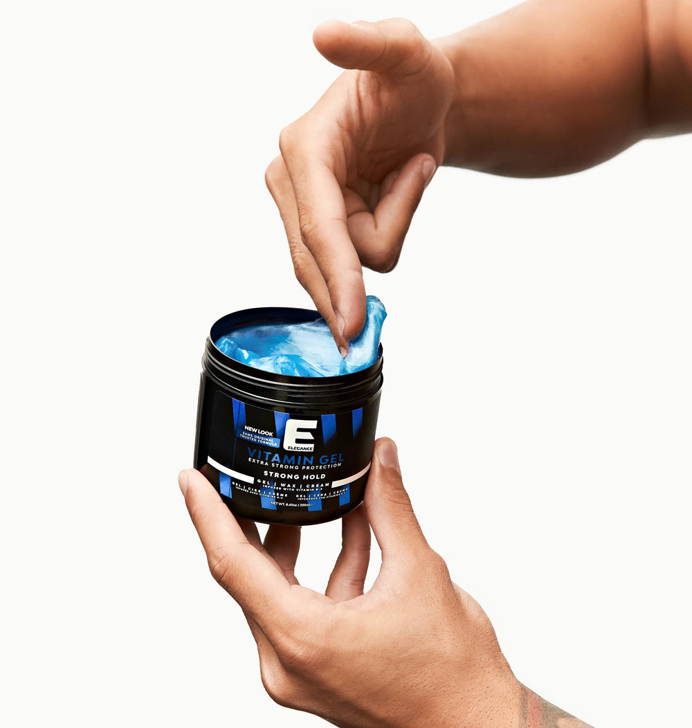 Elegance Vitamin Gel: fórmula sin copos para un acabado limpio.