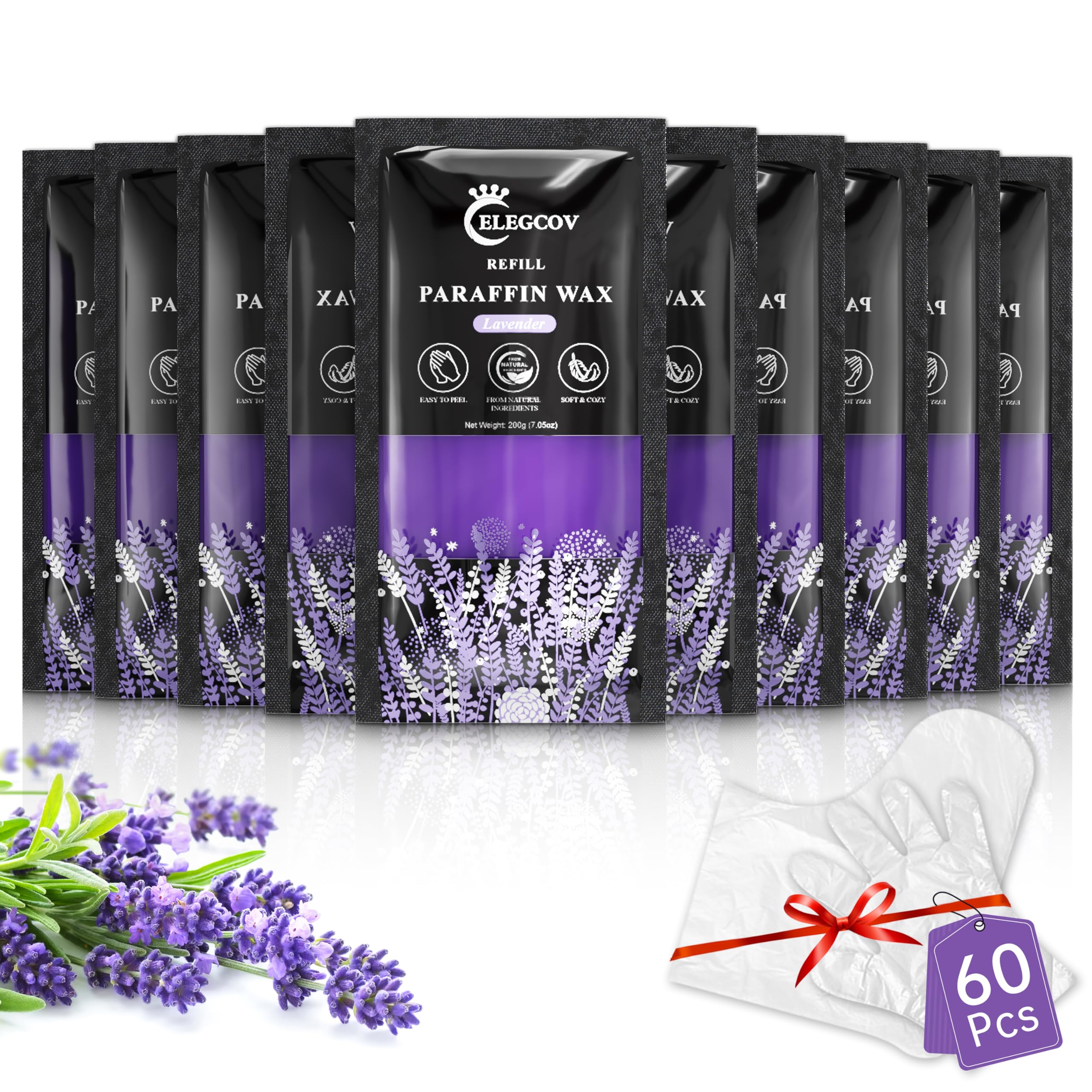 ELEGCOV recargas de parafina lavanda para uso en casa con hidratación profunda.