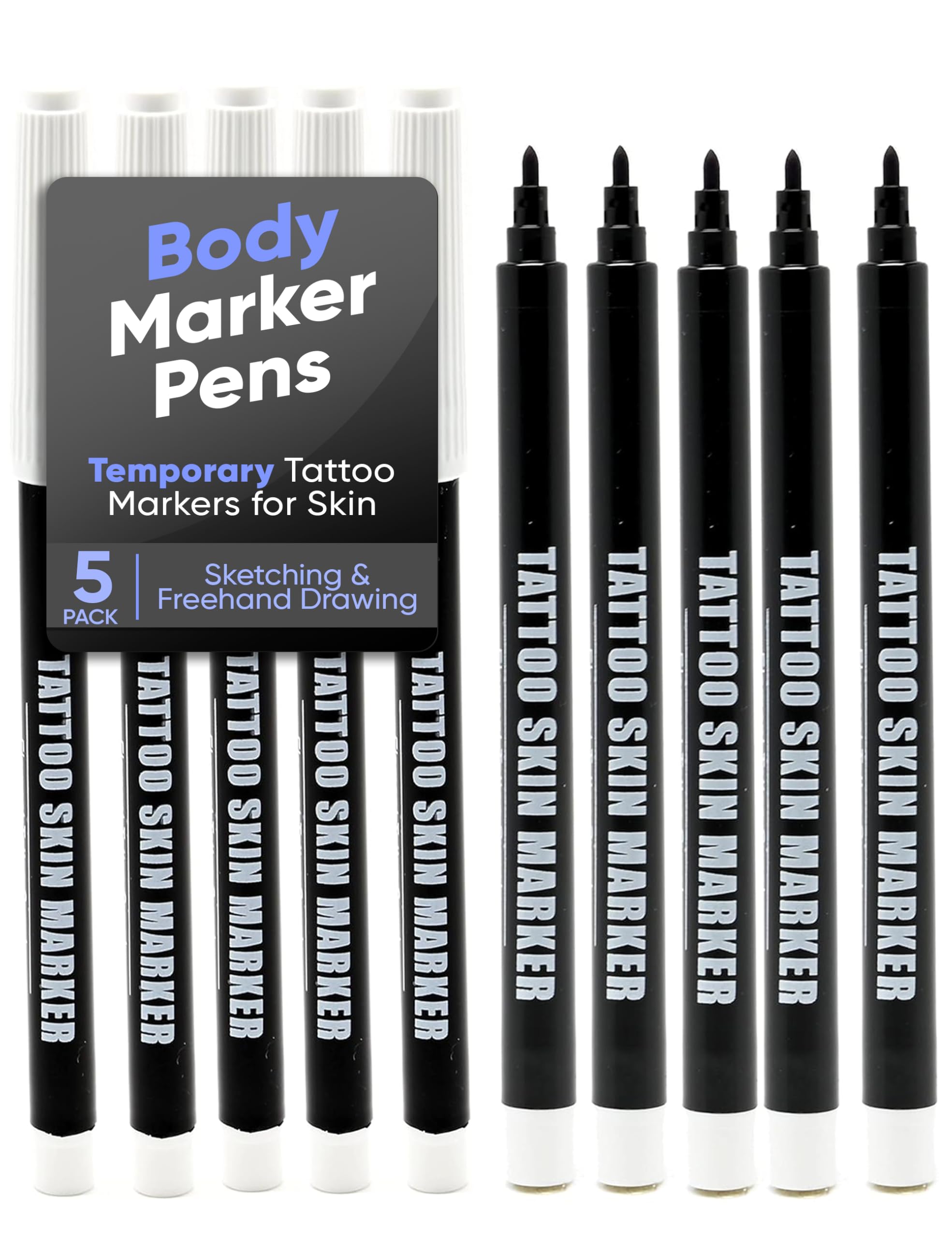 Element Tattoo Supply bolígrafo tatuaje piel punta gruesa ofrece trazos nítidos para delinear contornos.