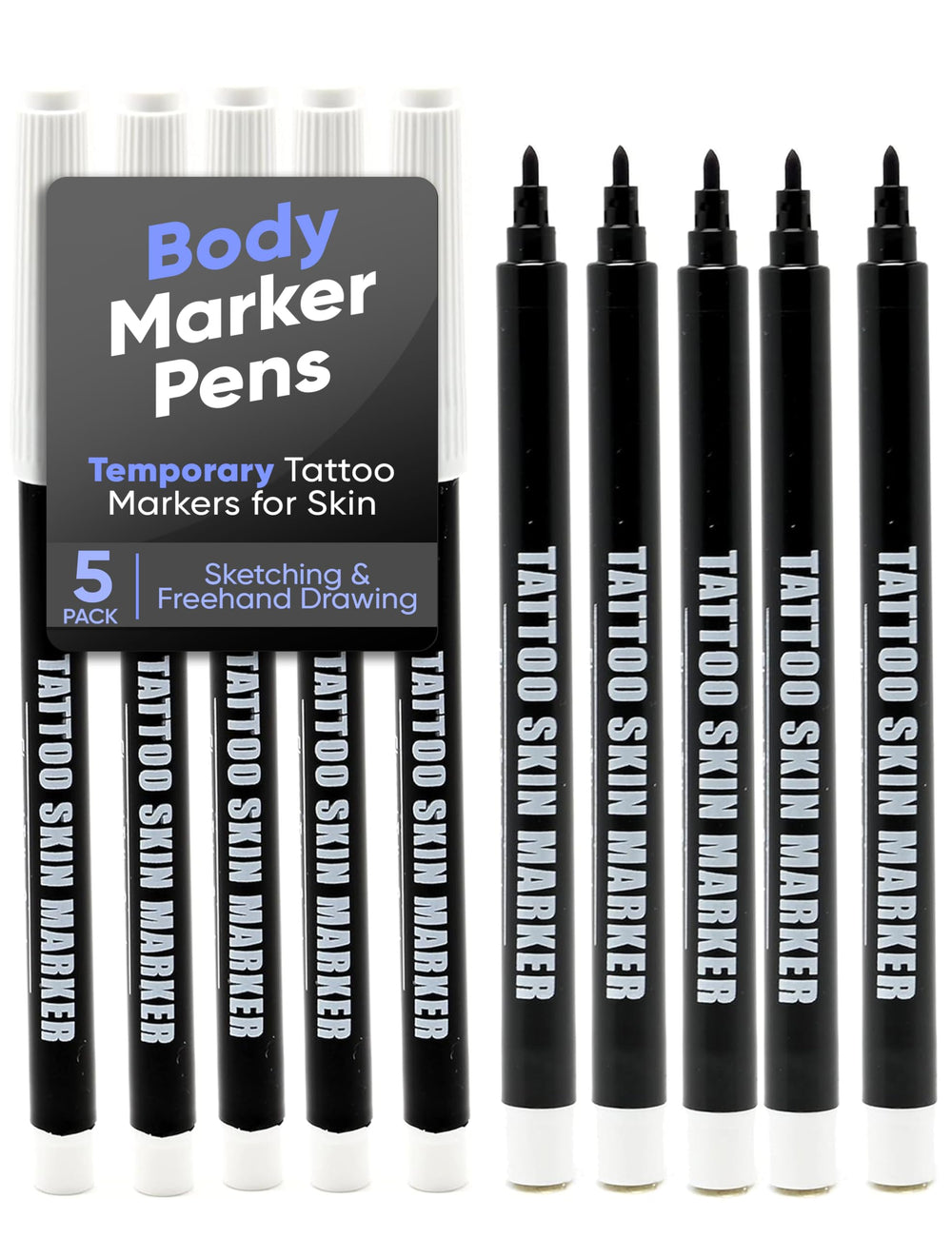 Element Tattoo Supply bolígrafo tatuaje piel punta gruesa ofrece trazos nítidos para delinear contornos.
