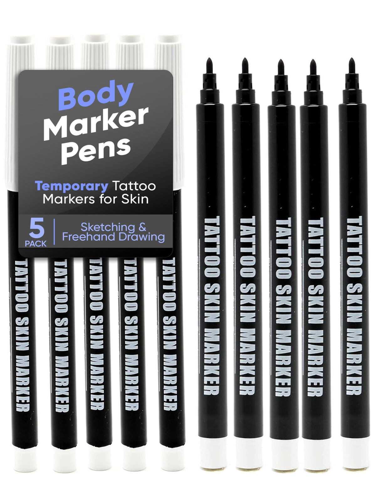 Element Tattoo Supply bolígrafo tatuaje piel punta gruesa ofrece trazos nítidos para delinear contornos.