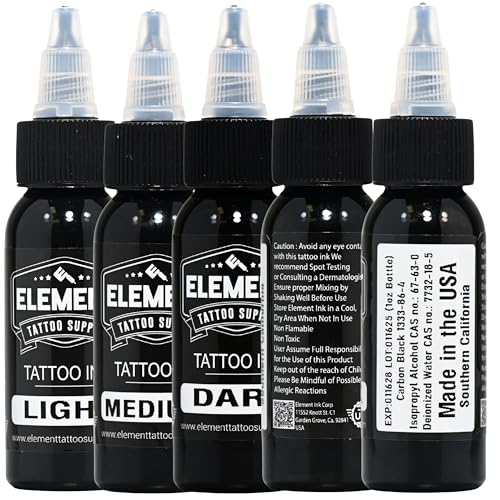Element Tattoo Supply: gradientes gris suaves para transiciones uniformes