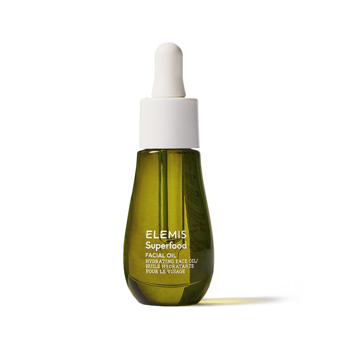 Detalle de la botella de ELEMIS Aceite Facial Superfood para nutrición suave.