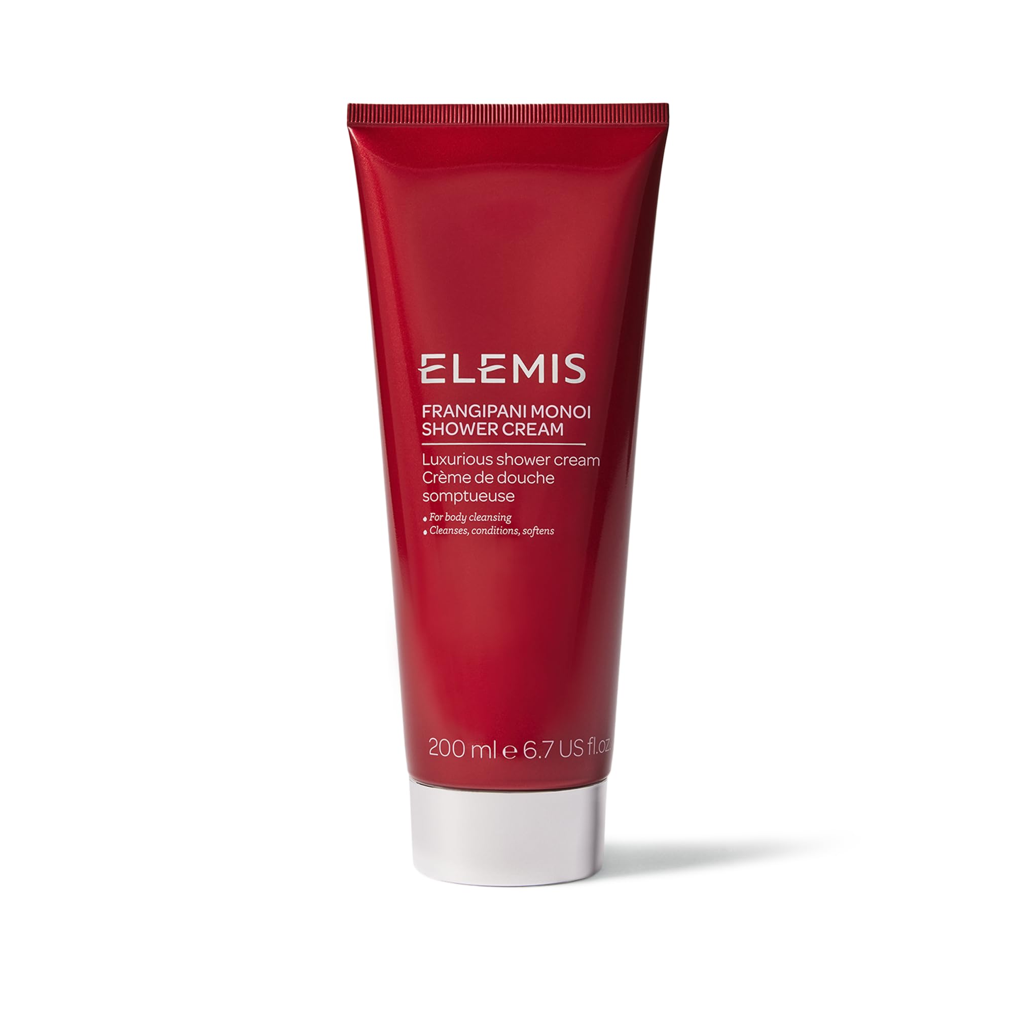 ELEMIS Frangipani Monoi, crema de ducha en botella, aroma envolvente para piel suave.