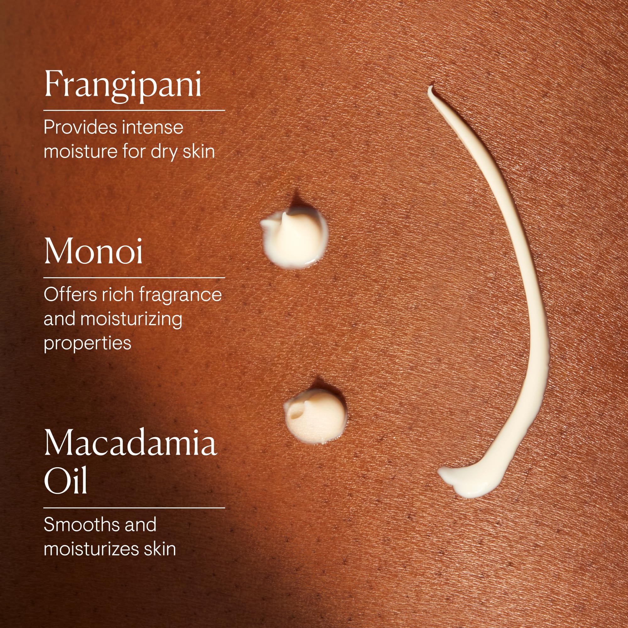 Elemis Frangipani Monoi, textura rica que envuelve la piel al aplicar.