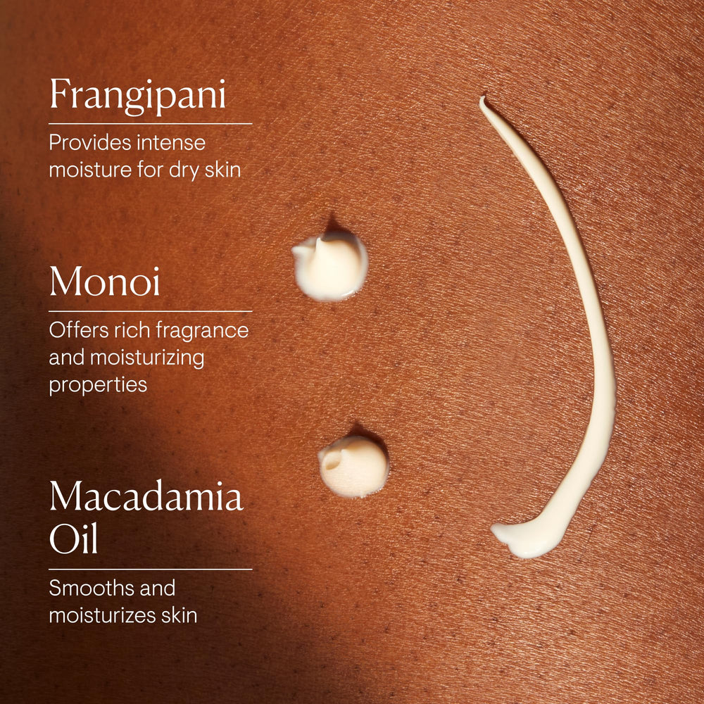 Elemis Frangipani Monoi, textura rica que envuelve la piel al aplicar.