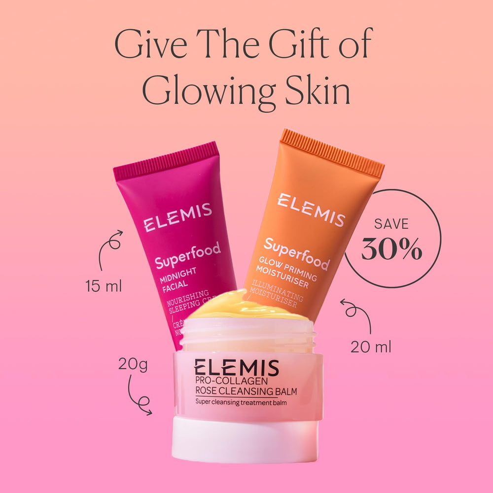Kit de viaje Way to Glow ELEMIS, empaque compacto para llevar a cualquier lugar.