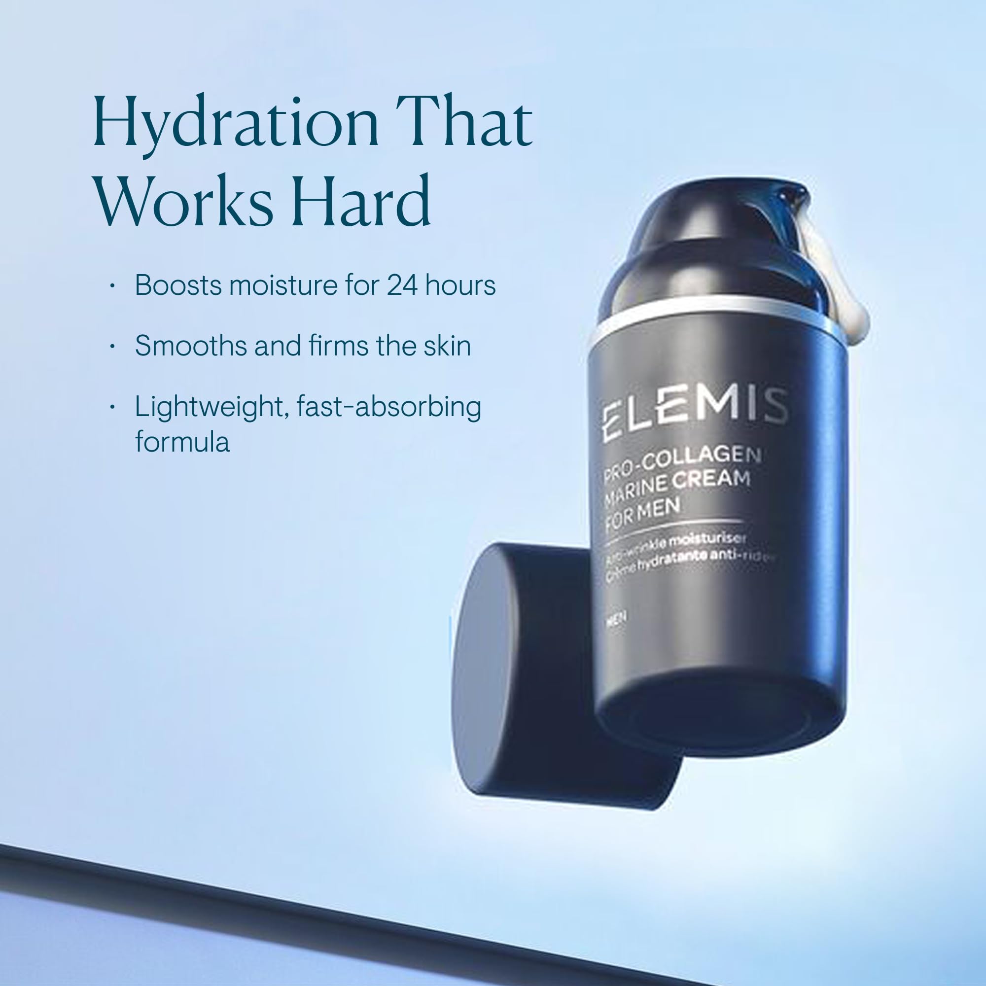 Texture légère de la crème marine ELEMIS Pro-Collagen sur la peau.