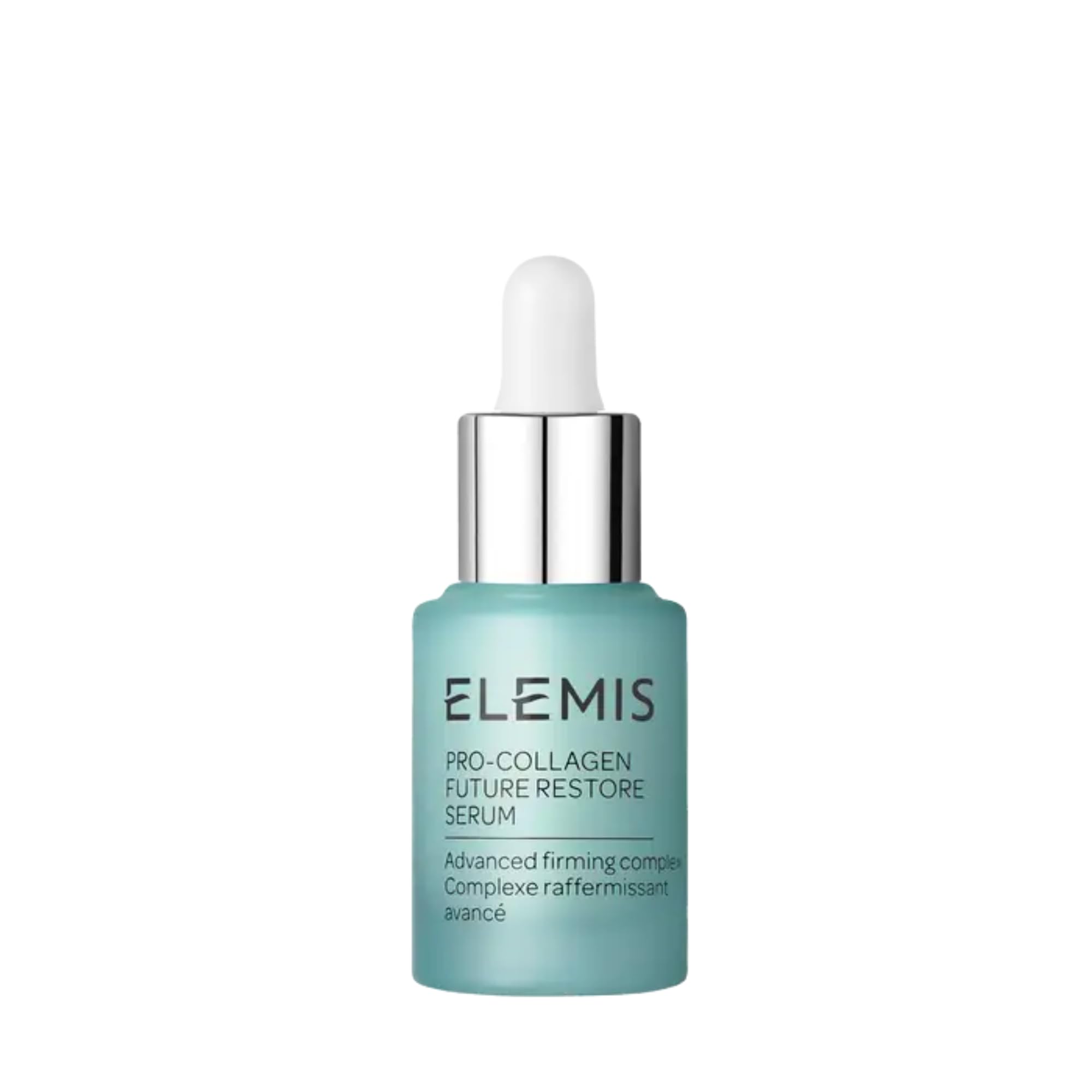 ELEMIS Pro-Collagen Future Restore Serum: botella de sérum para firmeza facial.