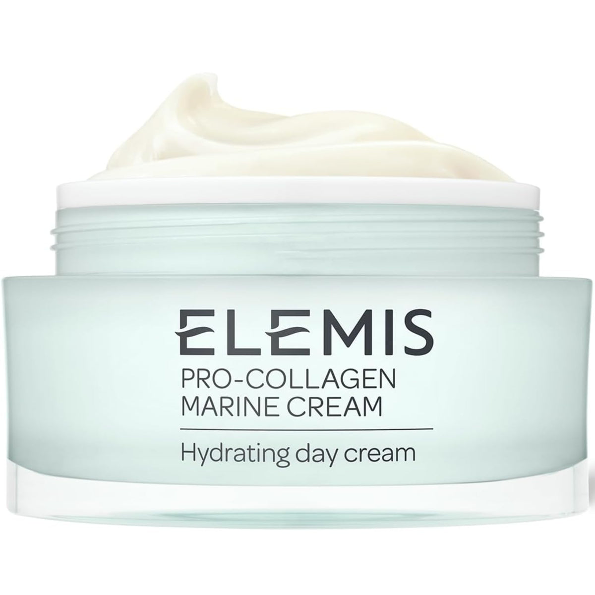 Elemis Pro-Collagen Marine Cream: envase frontal, hidratación suave para piel seca.