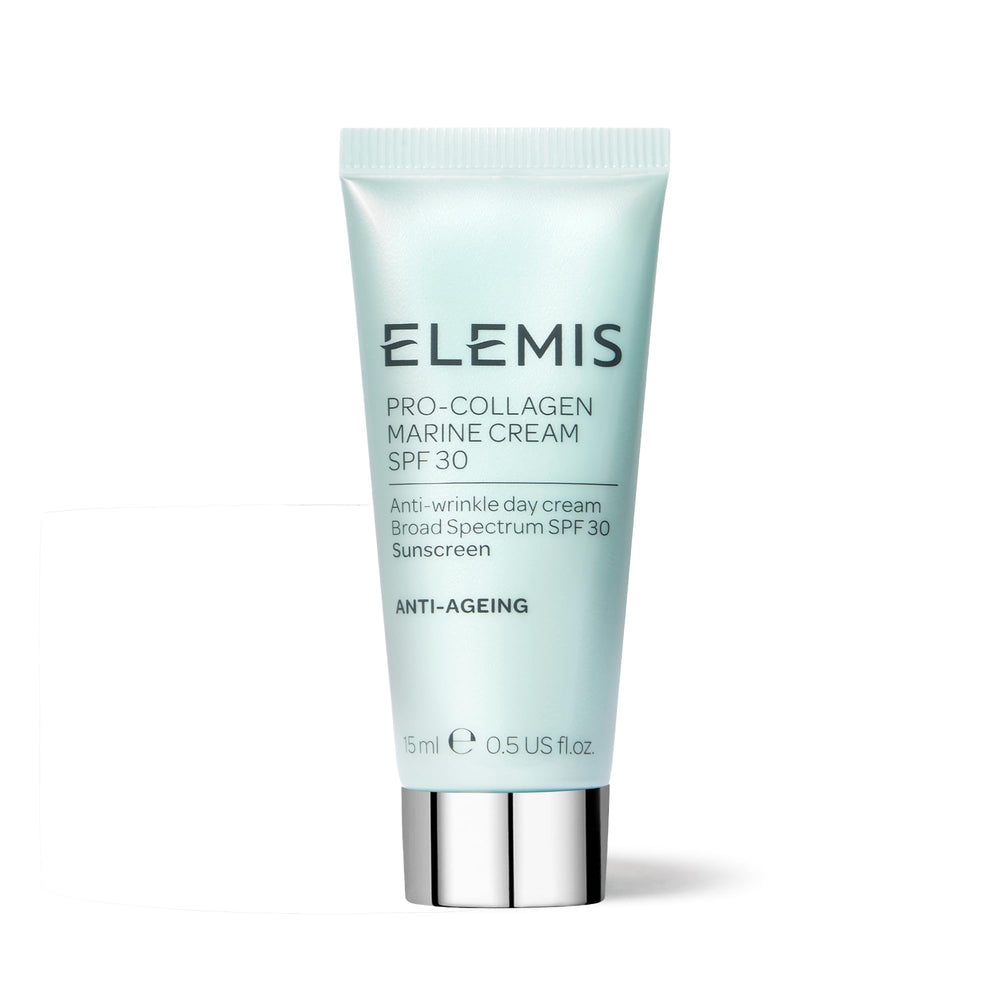 Elemis Pro-Collagen Marine Cream SPF 30 en envase de viaje ofrece hidratación diaria.