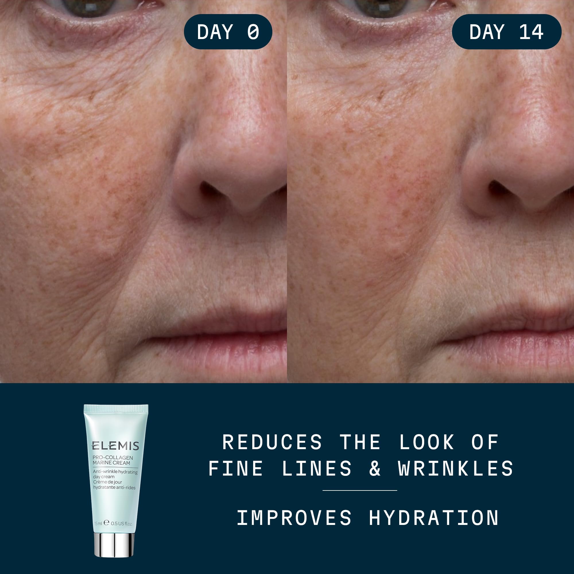Aplicación diaria de ELEMIS Pro-Collagen Marine Cream para piel nutrida.