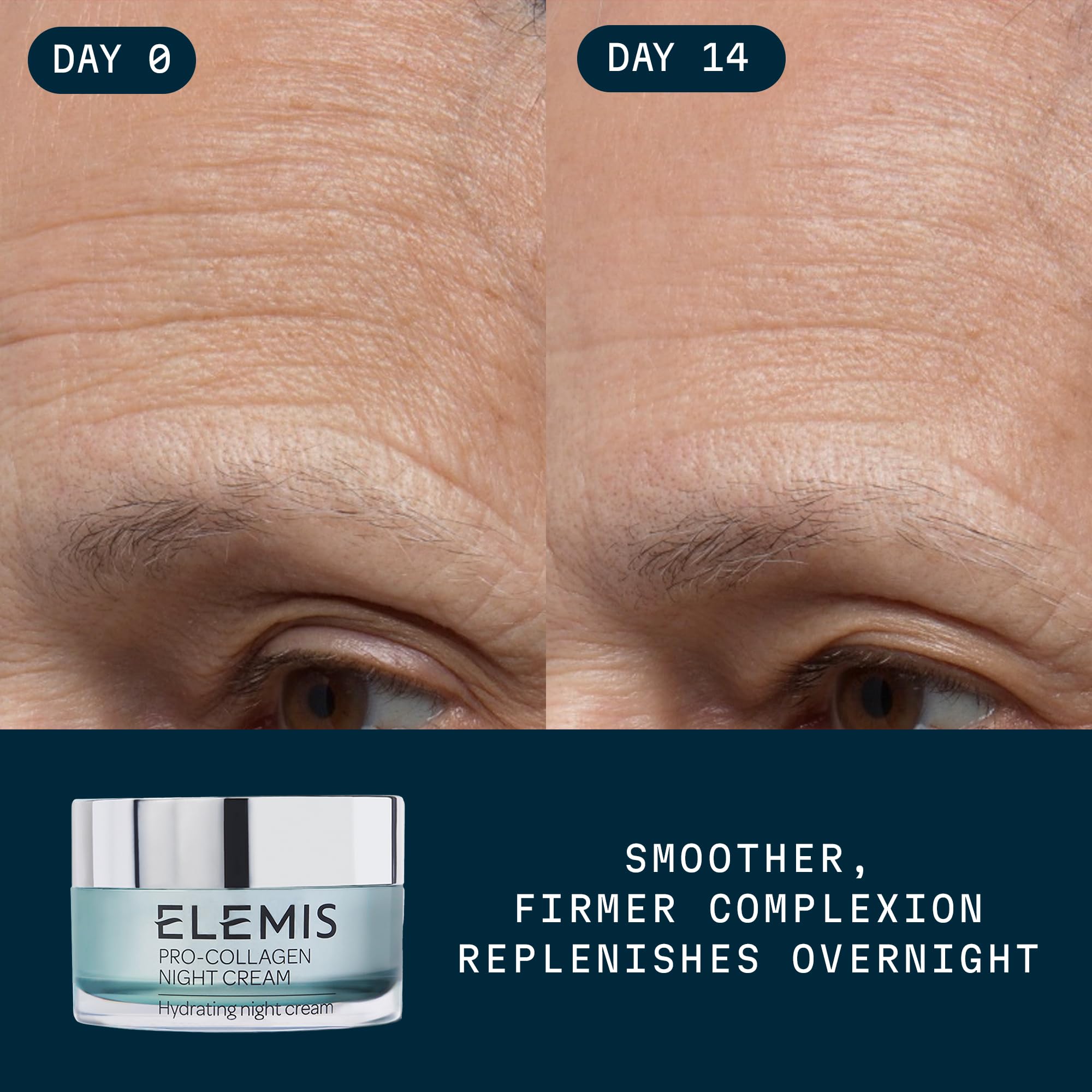 Textura cremosa de ELEMIS Pro-Collagen Night Cream para piel suave.