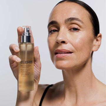 Elemis Pro-Collagen Toning Mist cotton pad application tones and prepares skin