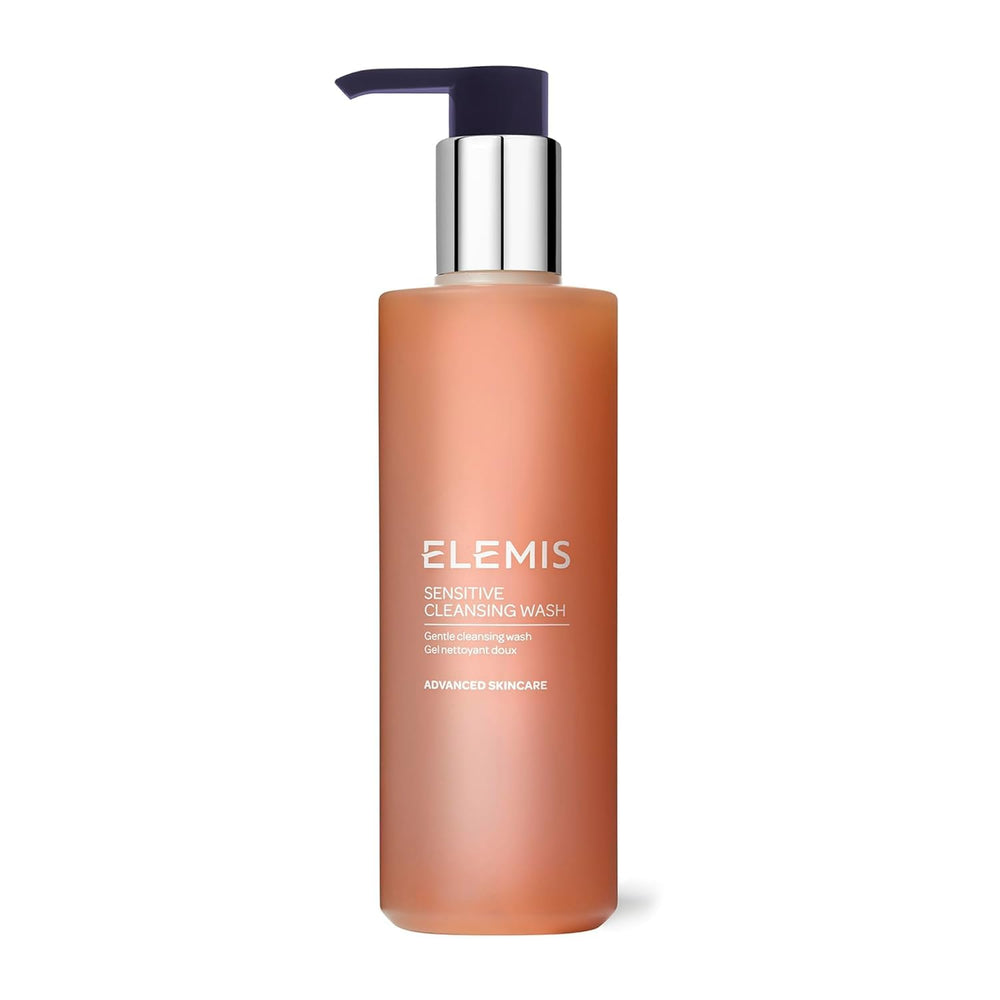 Nettoyant ELEMIS pour peau sensible, flacon élégant, nettoie en douceur.